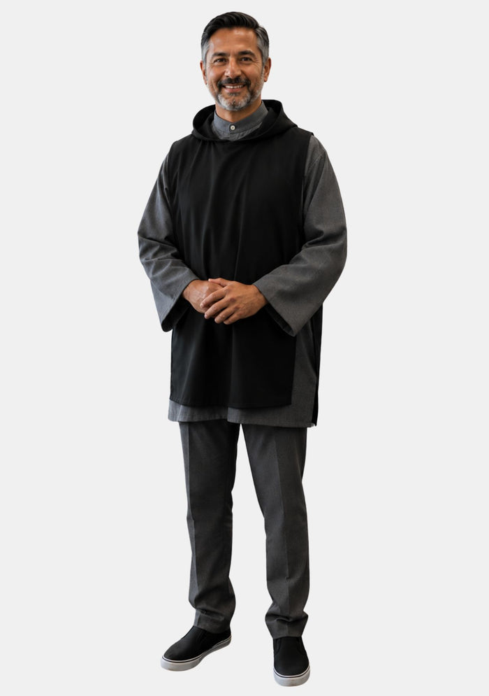 Charity Work Monastic Short Scapular with Hooded Cowl