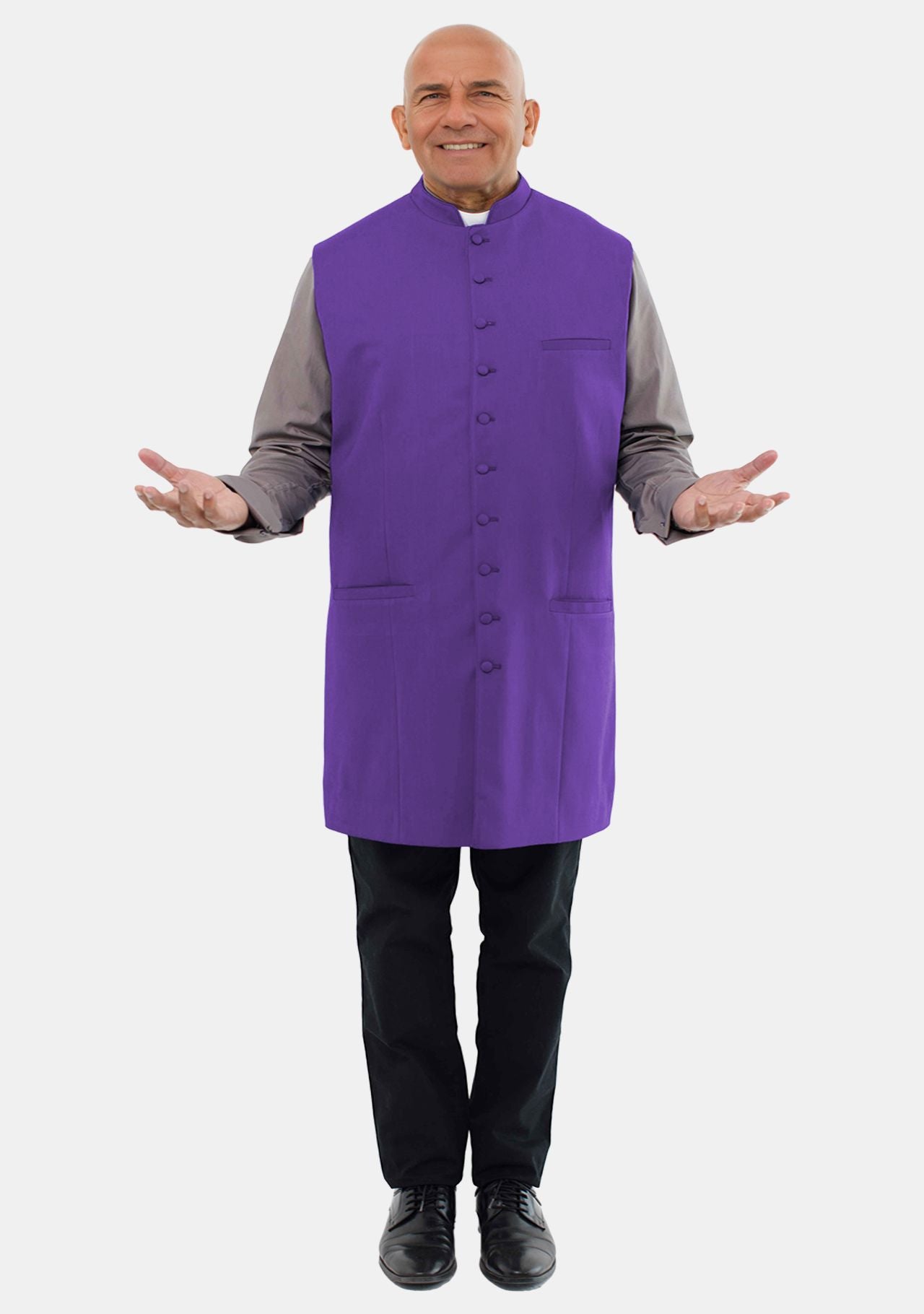 Purple Suit Avenue Clergy Jackets Men Clergy Long Vest Roman