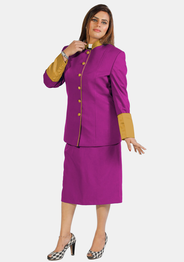 eClergy's Red Purple Gold Clerical Skirt Suit