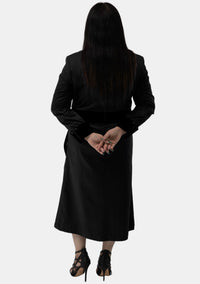 Womens Clergy Dress Black with Designer Buttons