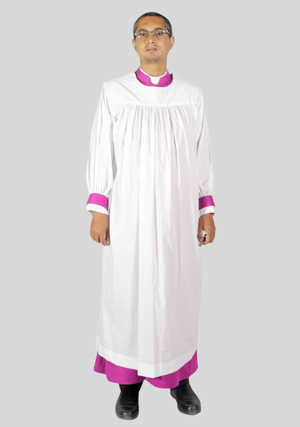 Traditional Anglican Bishops Rochet with Fuchsia Detachable Cuffs