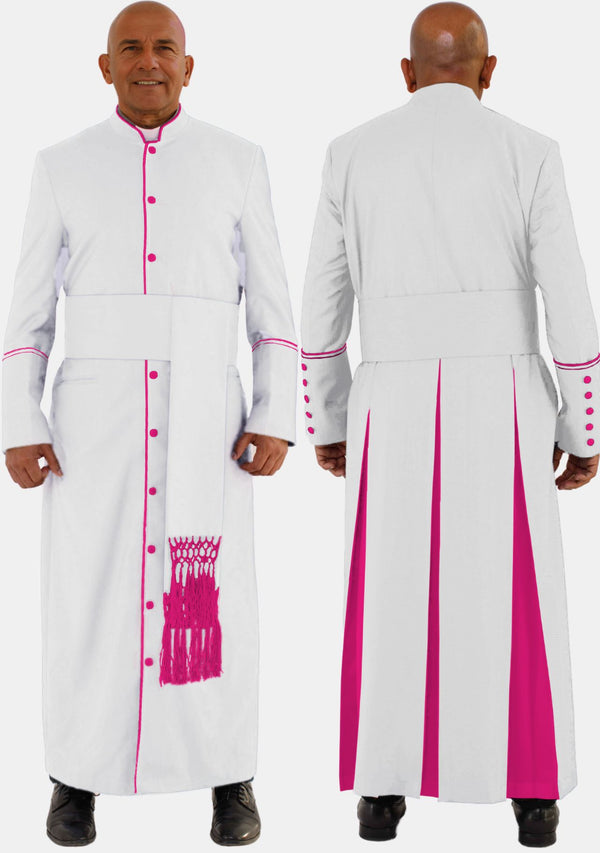 Abner Clergy Robe White with Red Purple