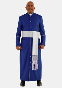 Royal Blue with White eClergys Robe for Men