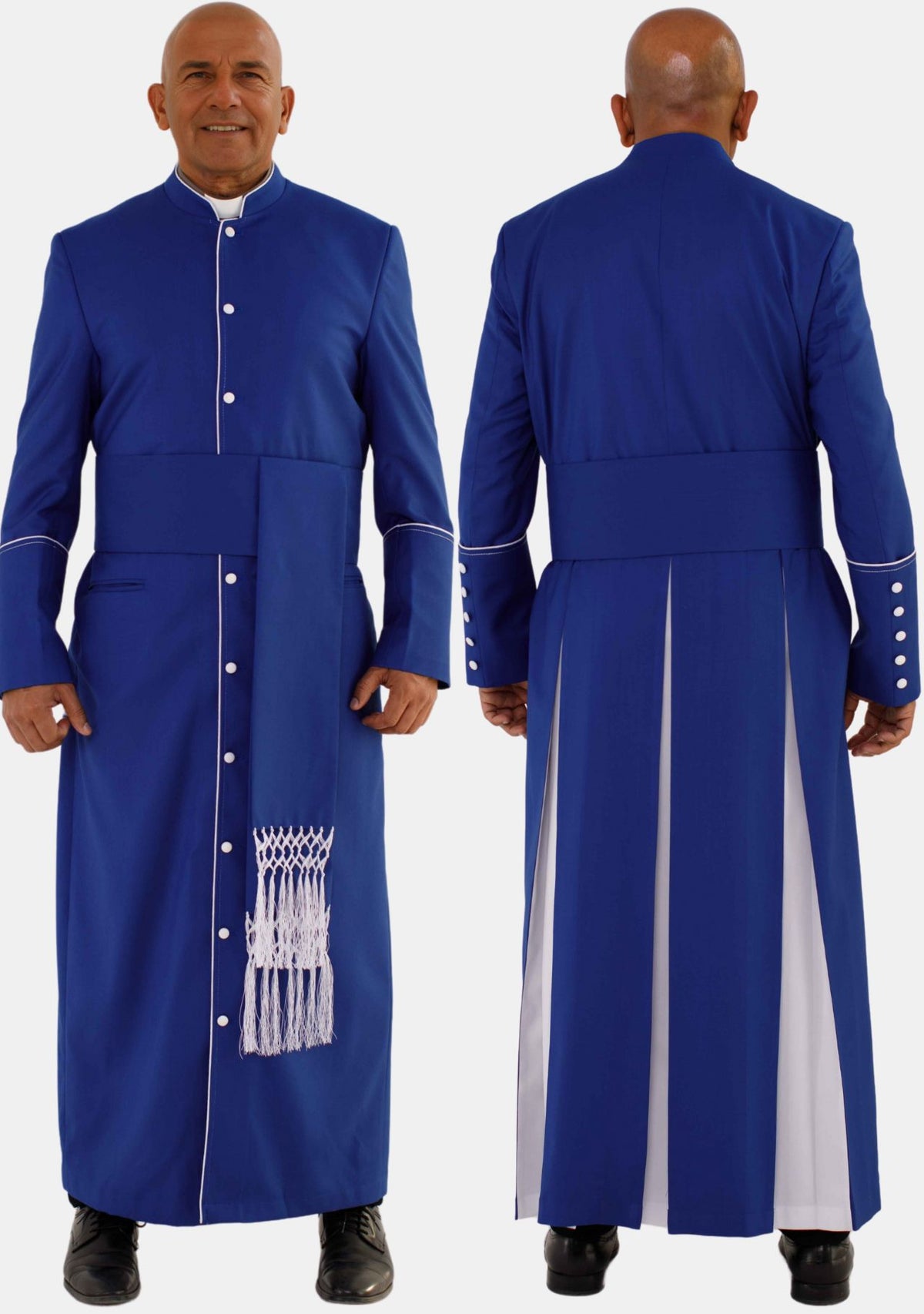Royal Blue with White eClergys Robe for Men