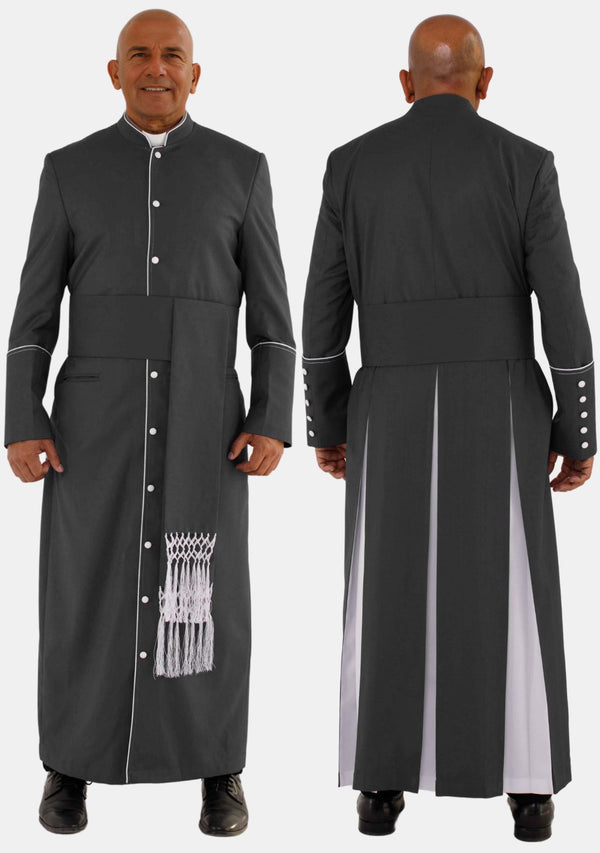 Ahban Black With White eClergys Robe