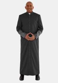 Andronicus Mens Roman Cassock Black with Satin Cuff