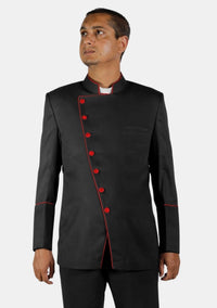 Black Red Double Breasted eClergy's Jacket