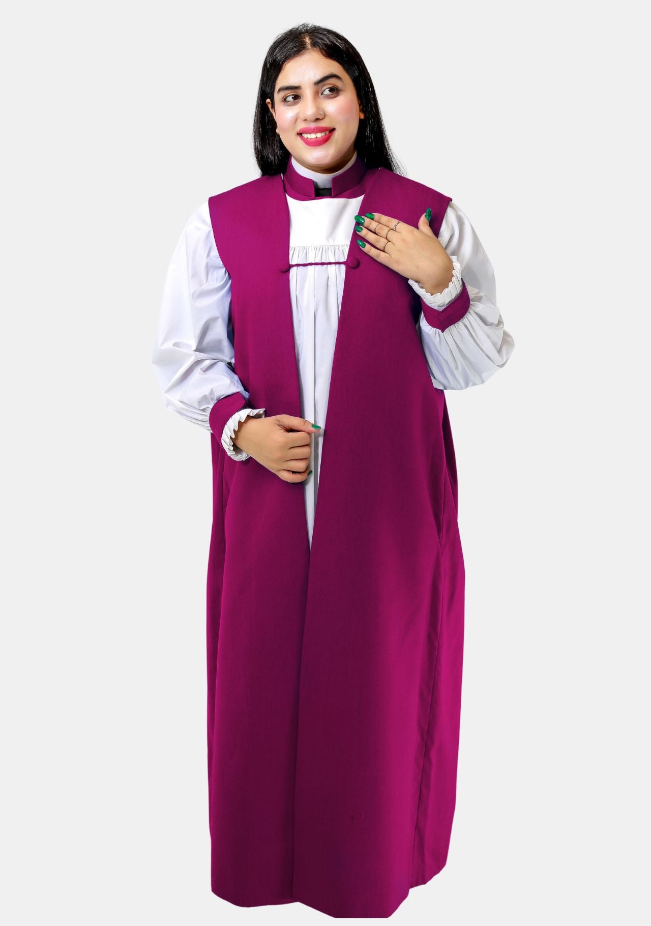 Women Red Purple Clerical Chimere with Lightweight White Rochet – eClergys