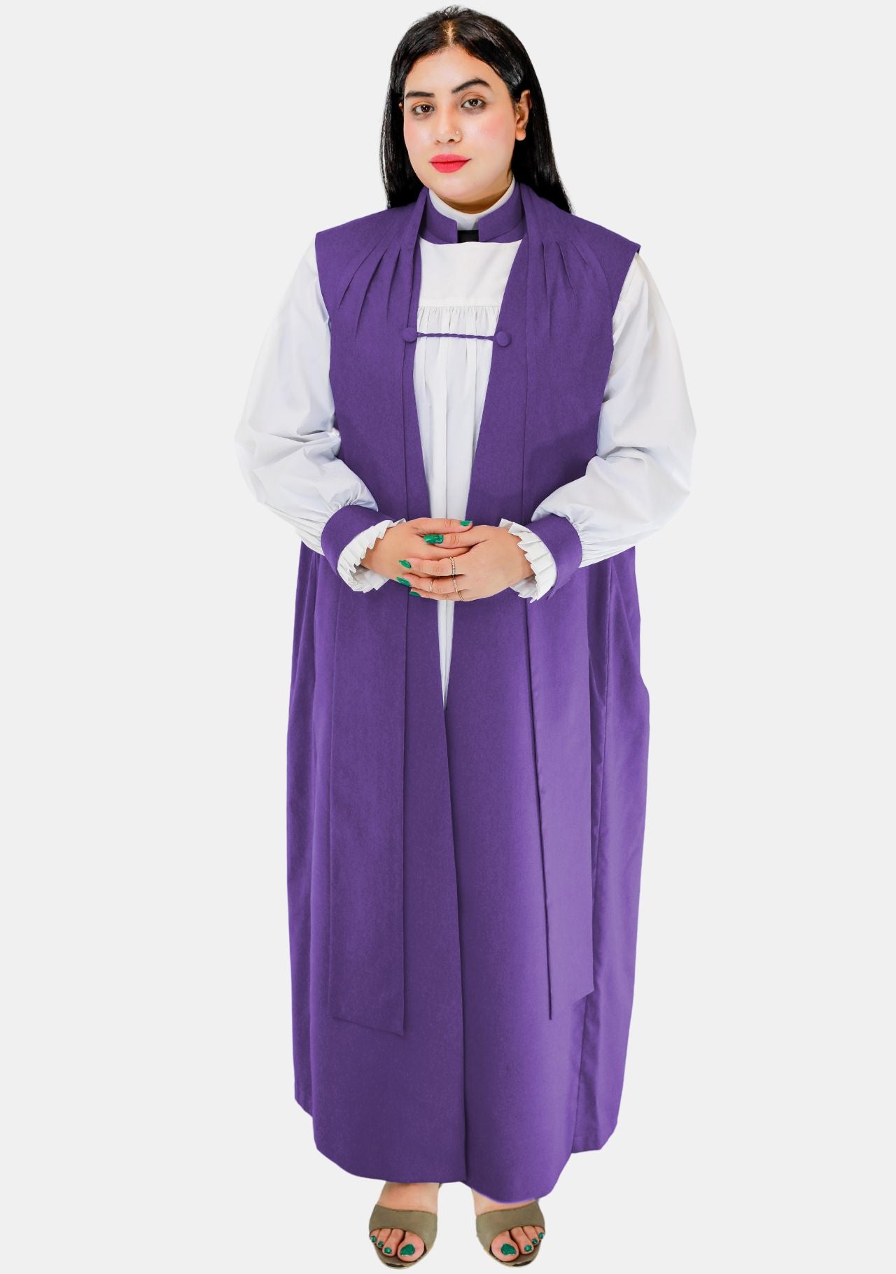 Female Clerical Chimere Roman Purple with White Rochet | eClergys™