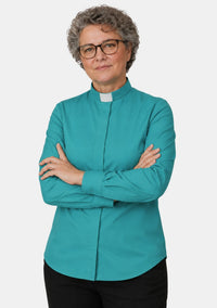 Aquilina Tab Colla Clergy Shirt for Women Opaque Blue