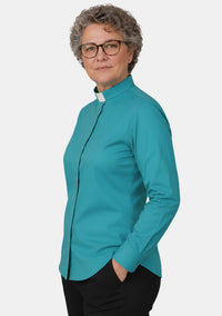 Aquilina Tab Colla Clergy Shirt for Women Opaque Blue