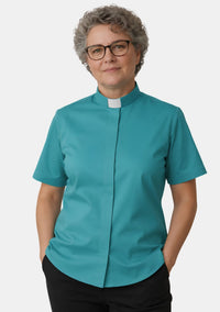 Aquilina Tab Colla Clergy Shirt for Women Opaque Blue