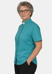 Aquilina Tab Colla Clergy Shirt for Women Opaque Blue