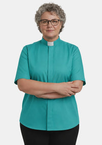 Aquilina Tab Colla Clergy Shirt for Women Opaque Blue
