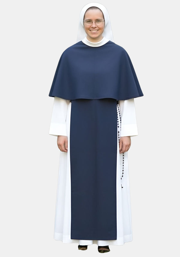 Arabella White Sister Habit with Navy Blue Scapular