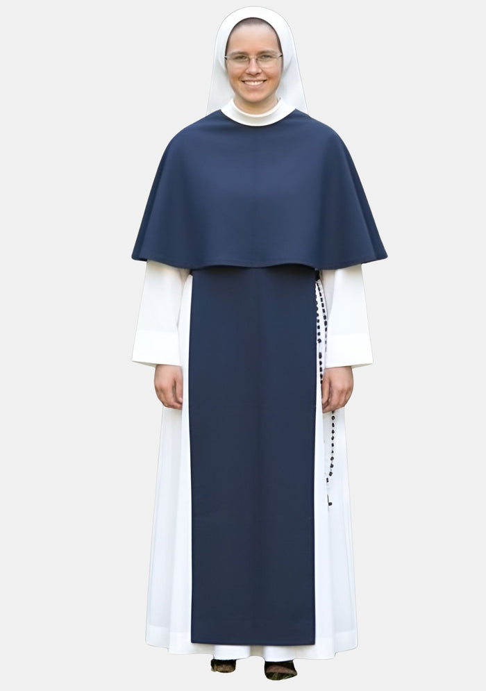 Arabella White Sister Habit with Navy Blue Scapular