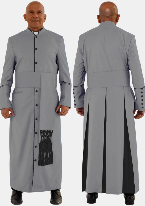 Aram Clergy Robe Gray with Black