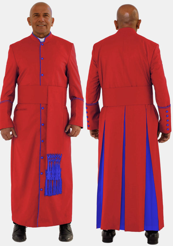 Asher Clergy Robe Red with Royal Blue