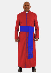 eClergys Red Robe with Royal Blue Trim for Men