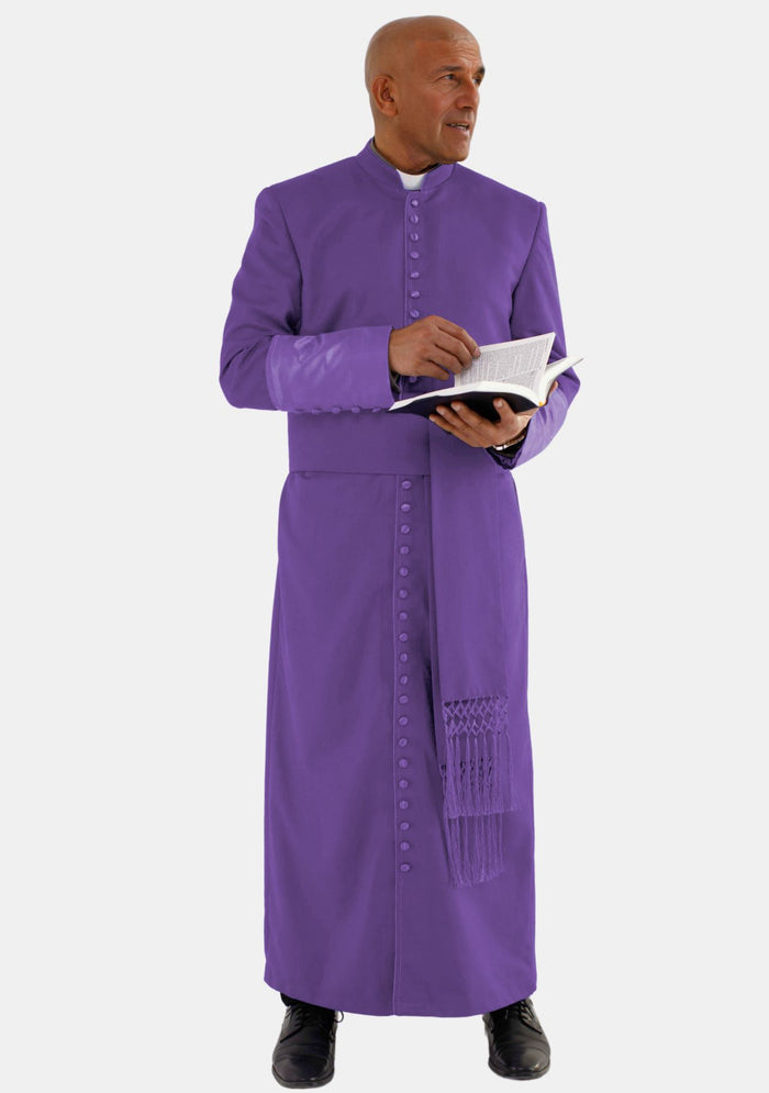 Balthasar Roman Purple Cassock for Men with Satin Cuffs