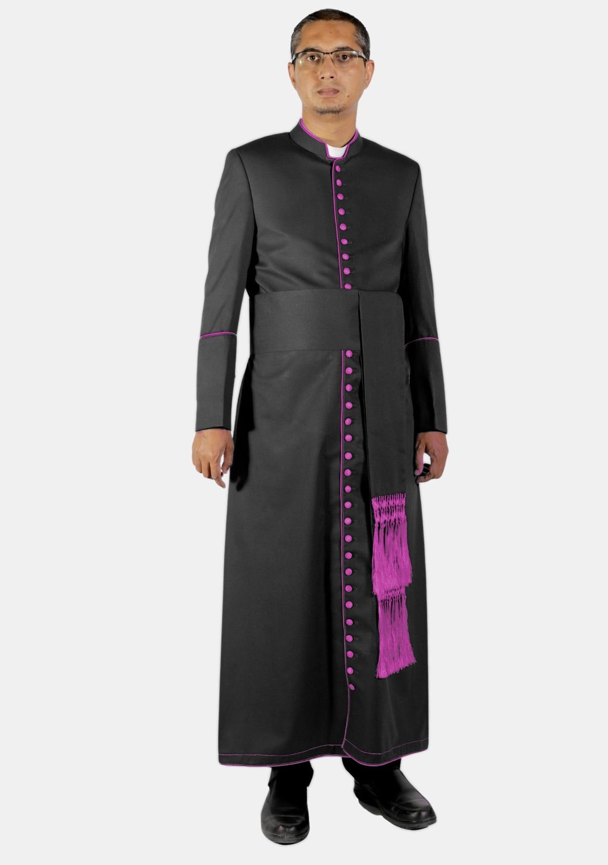 Archie House Cassock for Men Black and Red Purple