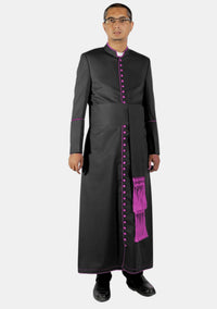 Archie House Cassock for Men Black and Red Purple