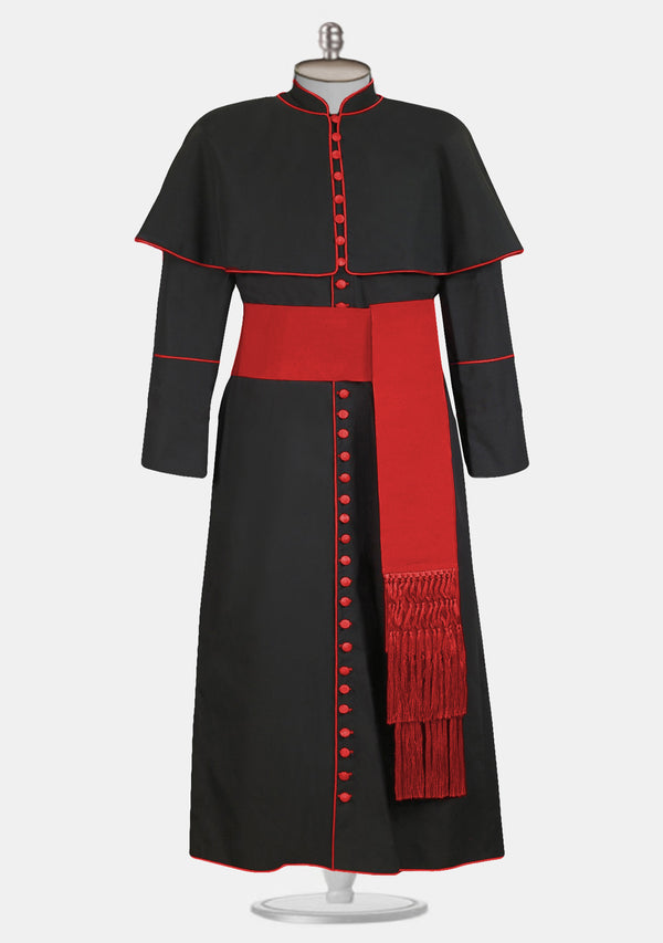 Black Cassock with Shoulder Cape for Bishops