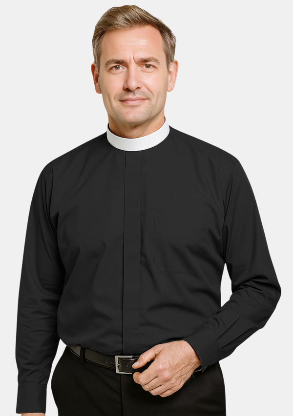 Black Clergy Shirt Full Collar