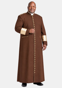 Clergy Cassock for Men Brown and Gold Cuff