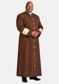Clergy Robe for Men Brown and Gold Sleeve