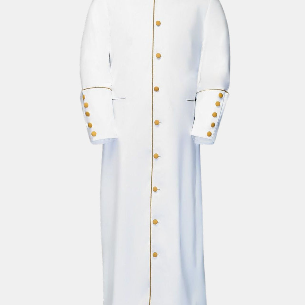 White and Gold Clergy Robes With Stylish Gold Piping | eClergys™