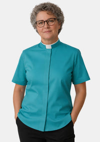 Celesta Roman Collar Clergy Shirt for Women Opaque Blue