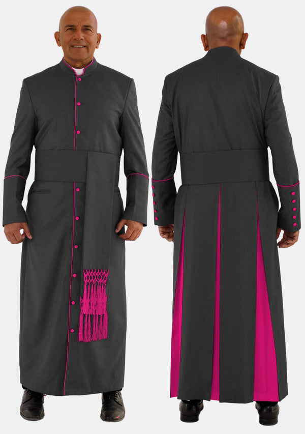 Chislon Clergy Robe Black with Red Purple