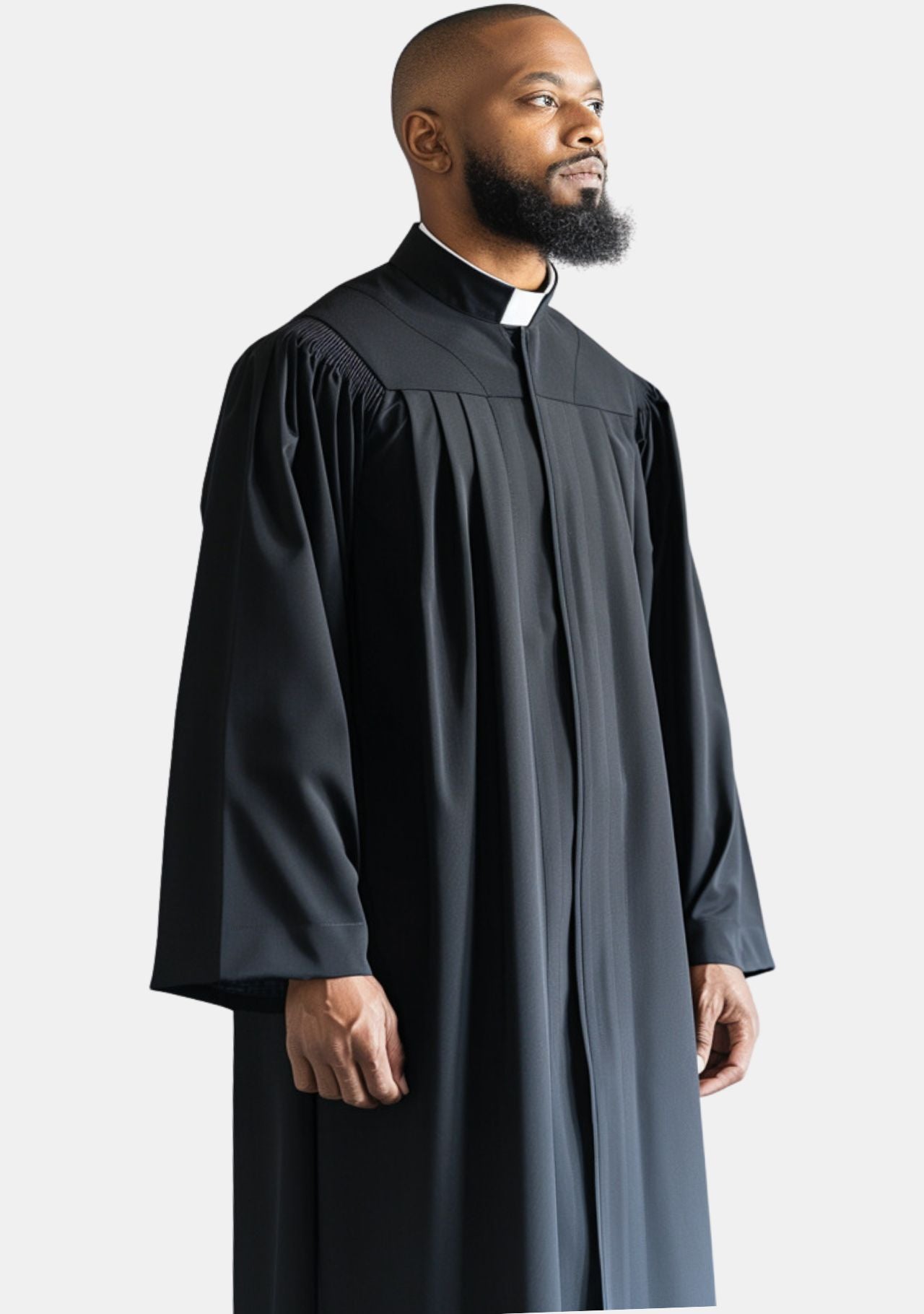 Black Pastor Pulpit Robe with Pleated Detailing – eClergys
