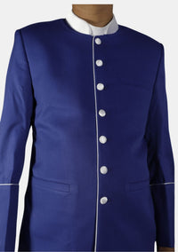 Royal Blue White Trimmed Pastor Jacket