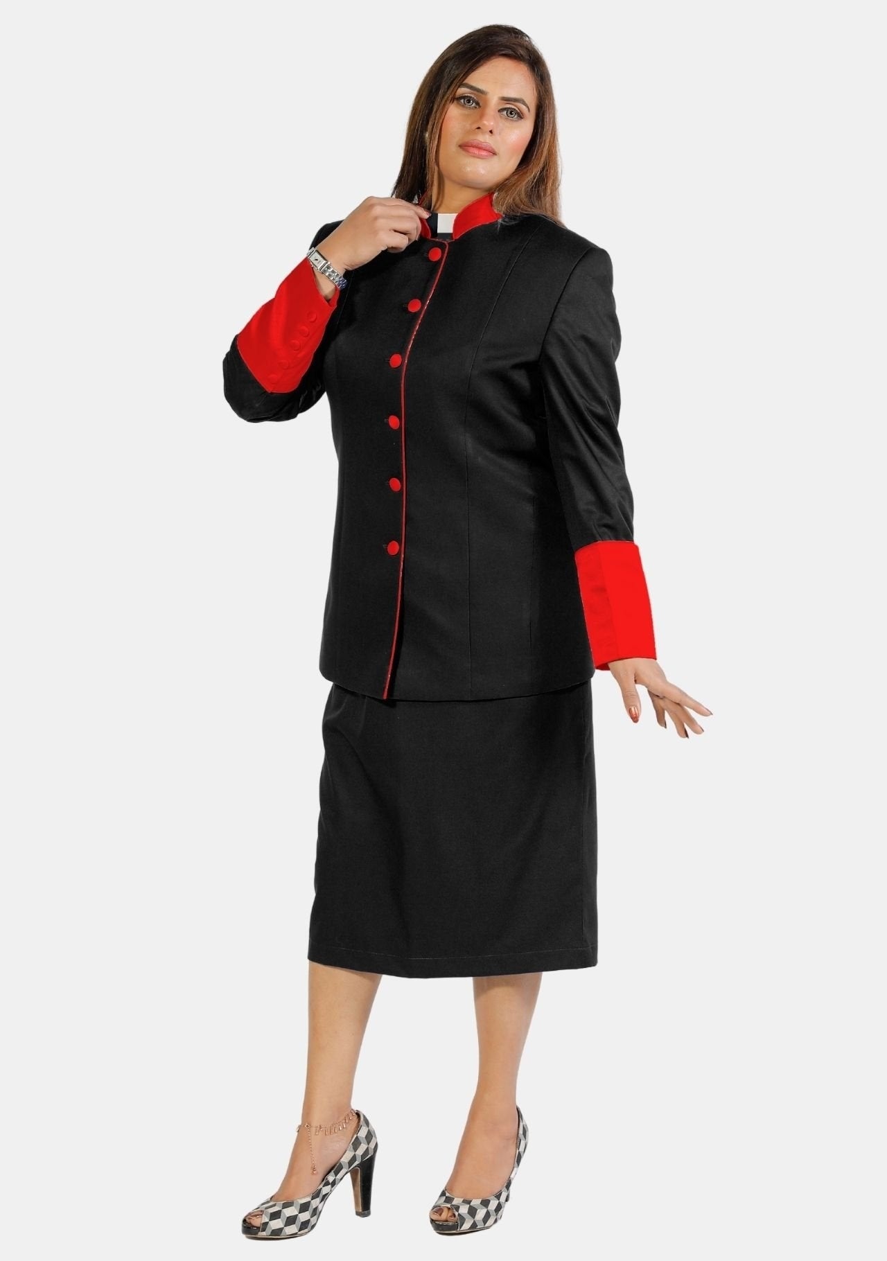 Clergy Skirt Suits for Women Black Red eClergys