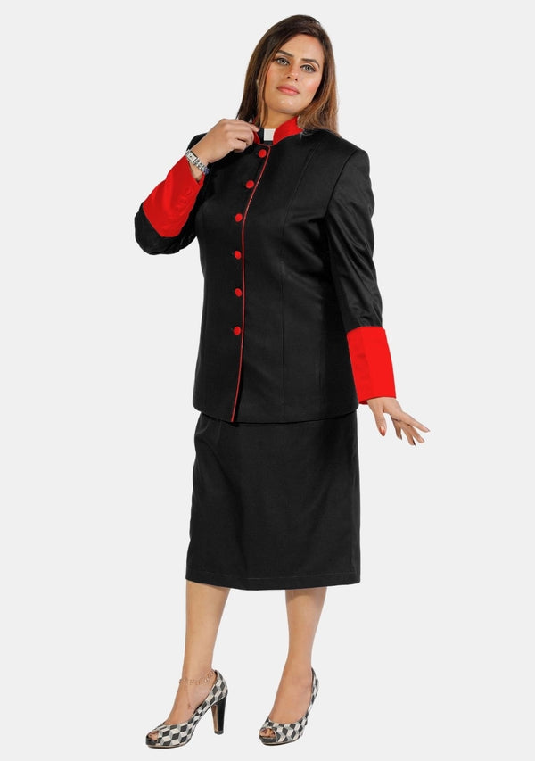 Clergy Skirt Suits for Women – Black/Red