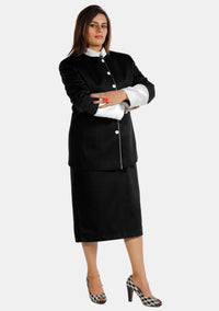 Pastors Black White Skirt Suit