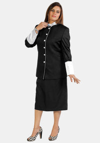 Pastors Black White Skirt Suit