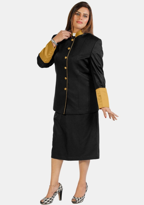 Clergy Skirt Suits for Women – Black/Gold