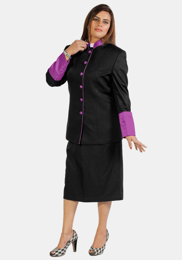 Clergy Skirt Suits for Women – Black/Purple