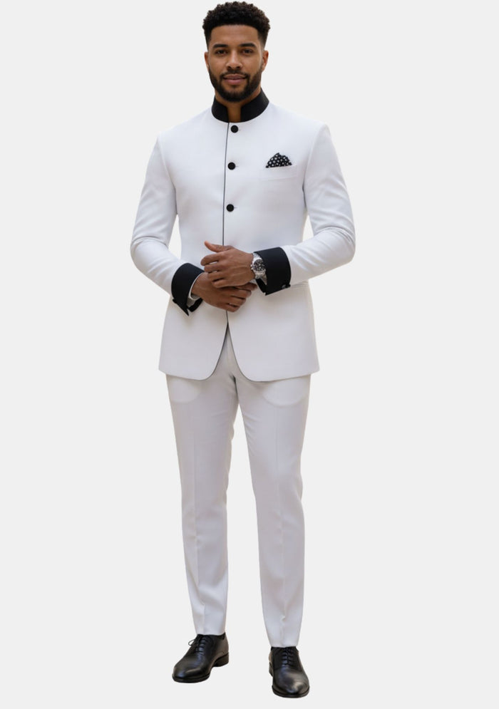 Theo Clergy Suit for Men White and Black