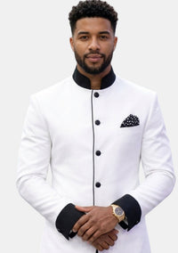 Theo Clergy Suit for Men White and Black