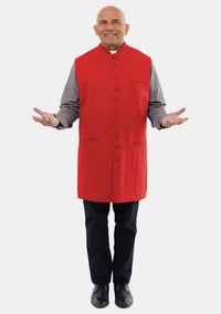 Men Clergy Long Vest Red