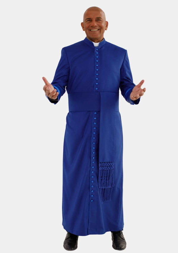 Cornelius Mens Roman Cassock Royal Blue with Satin Cuff