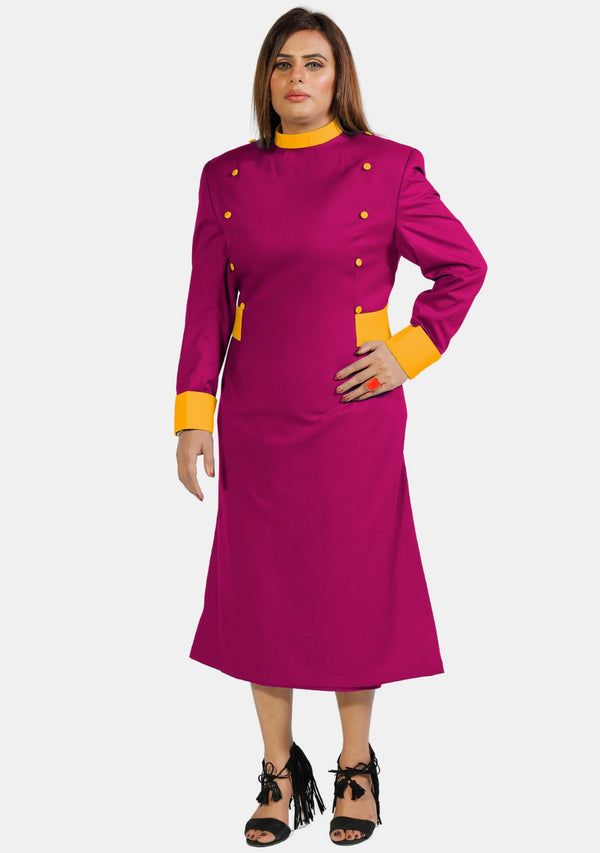 Designer Buttons Clergy Dress Red Purple