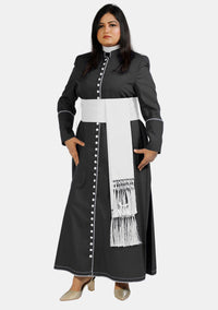 Devotion Black Priest Cassock With White Trim for Women