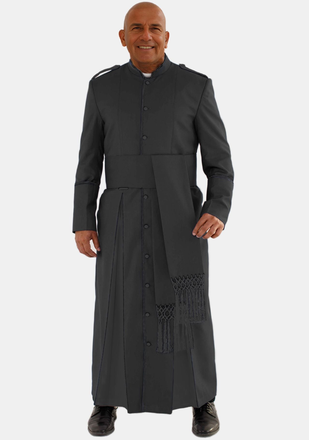 Traditional Black Clergy Robe for Men with Front & Back Plates – eClergys