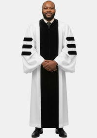 James Pulpit Robe for Men White and Black
