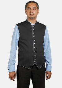 Eloquent Black Clergy Vest with Contrast Trim